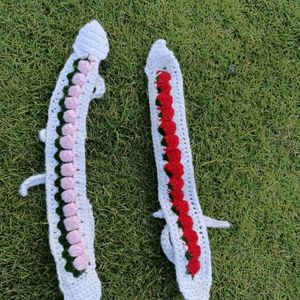 Crochet Strawberry And Pink Tulips Headband