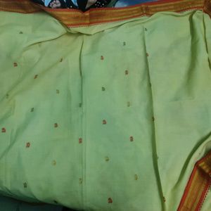 Pure COTTON SAREE WITH BANARASI PALLU AND BORDER