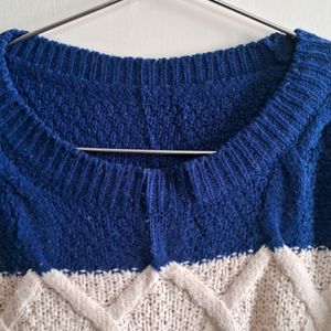 Blue and white sweater