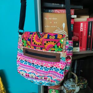 Fabric Crossbody Jhola Bag And Rajasthani Sling