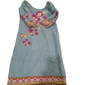 Women Kurta Grey-pink