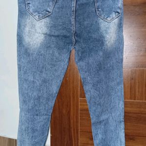 Trendy High Rise Blue Jogger Denim Pant