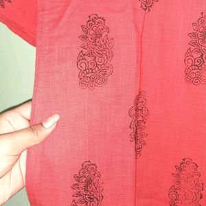 Red Hand Block Print Kurta