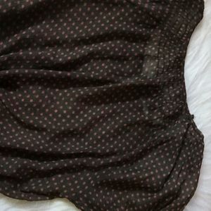 polka dots puffy sleeve sheer top