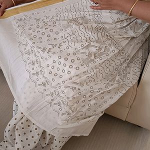 White Golden Dot Saree