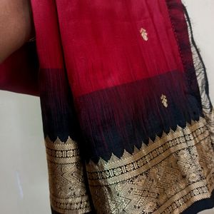 Pure Kanjieevaram Silk Saree Black & Maroon