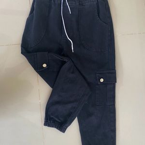 Black Denim Joggers