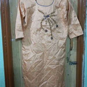 Cream Coloured Embellished Kurta And Palazzo Set