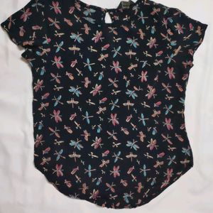 Black Printed Top