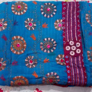 Sky Blue Gorgette Saree