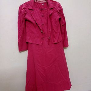 Pink Dress For Casual Woth Jacket