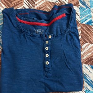 Navy Blue Buttoned T-shirt