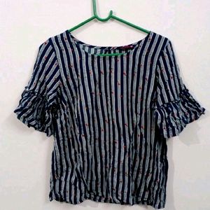 Navy Blue Cotton Summer Top