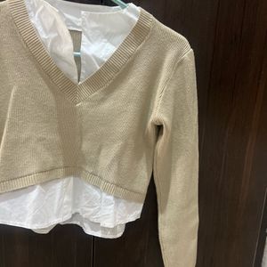 Korean Crop Trendy Sweater🤎