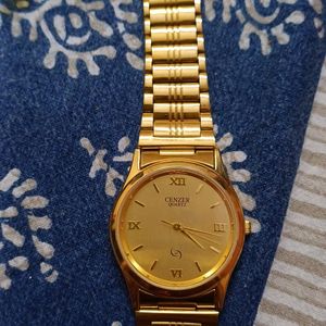 Cenzer Men Wrist Watch Gold Plated