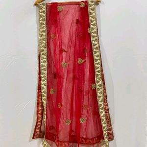 Women Red And Golden Lehenga