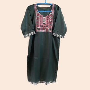 New💥Embroidery Kurta Green