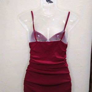 Maroon Bodycon Bow Dress🎀