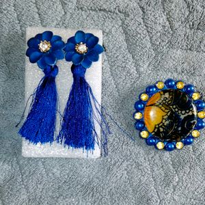 Earrings With Matching Saree Pin