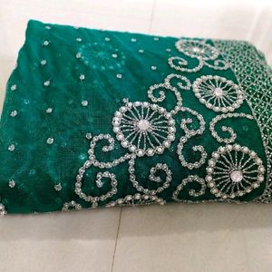 Bottle Green Saree