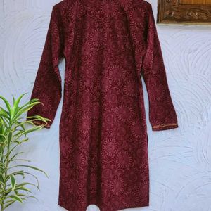 Pinkish Maroon Embroidered Kurta