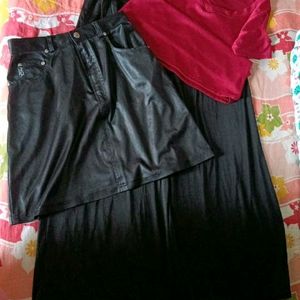 Combo Black Heels, Skirt, plazo, Top