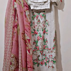 Stiched Ambroided Kurta And Dupatta