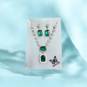 Crystal Stone Pendent Necklace and Earrings