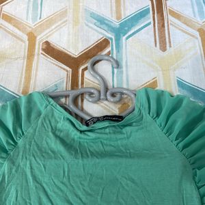 Sea Green Tshirt Wid Stylish Sleeves