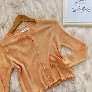 Thin Crop Pastel Orange Sweater Top