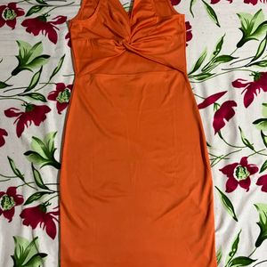 Reversible Bright Orange Cutout One-Piece