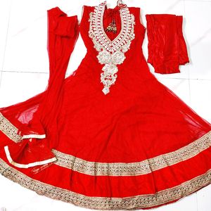 A Red Ethnic Gown