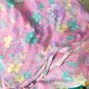 Floral Printed Pink Light Weight Saree