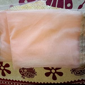 Brand New Net Peach Colour Saree