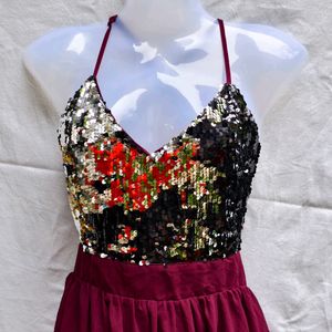 15T. BURGUNDY SEXY BACKLESS FROCK