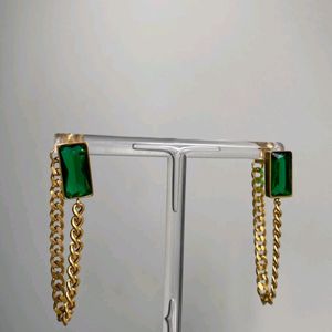 Green Emerald Chain Earrings Design