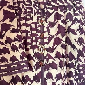 Dark Purple And Cream Kurta