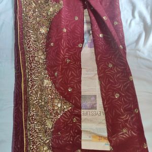 Maroon Coloured Heavy Work Sari