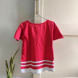 Striped Drop Shoulder Cotton Tshirt