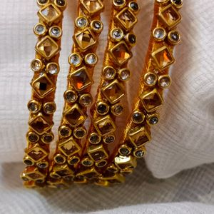 Golden Kundan 4 Bangles