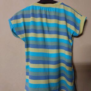 Striped "Smile" Printed Casual T-Shirt