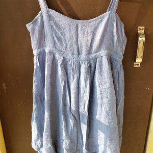 Baby Blue Dress With Waist Tie