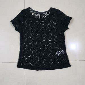 Classy Black Beauty  Net Top