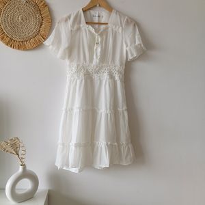 Aesthetic White Korean Dress