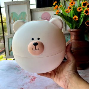 Cute Bear Round Tissue Box - White