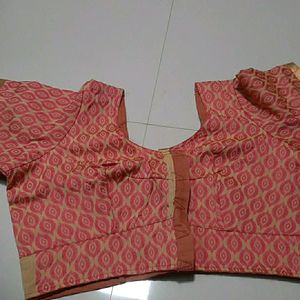 Cotton Rose Pink Stiched Blouse Party Wear