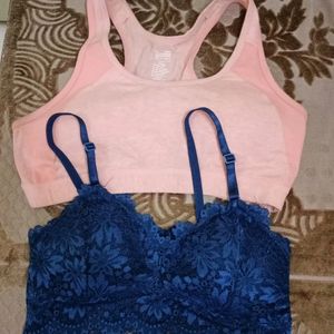 Jockey Padded Sports Bra 34 B Medium With Blue