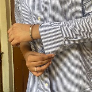 H&M Blue Striped Summer Oversized Shirt