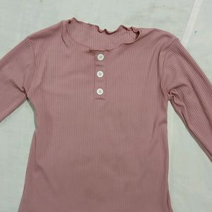 Pink Ribbed Top Women