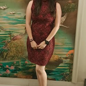 Maroon And Black Mosaic Dress